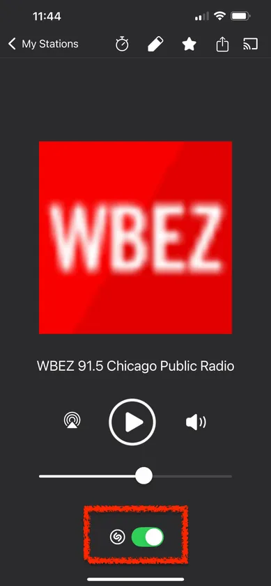 Toggle Shazam off and on in the player view
