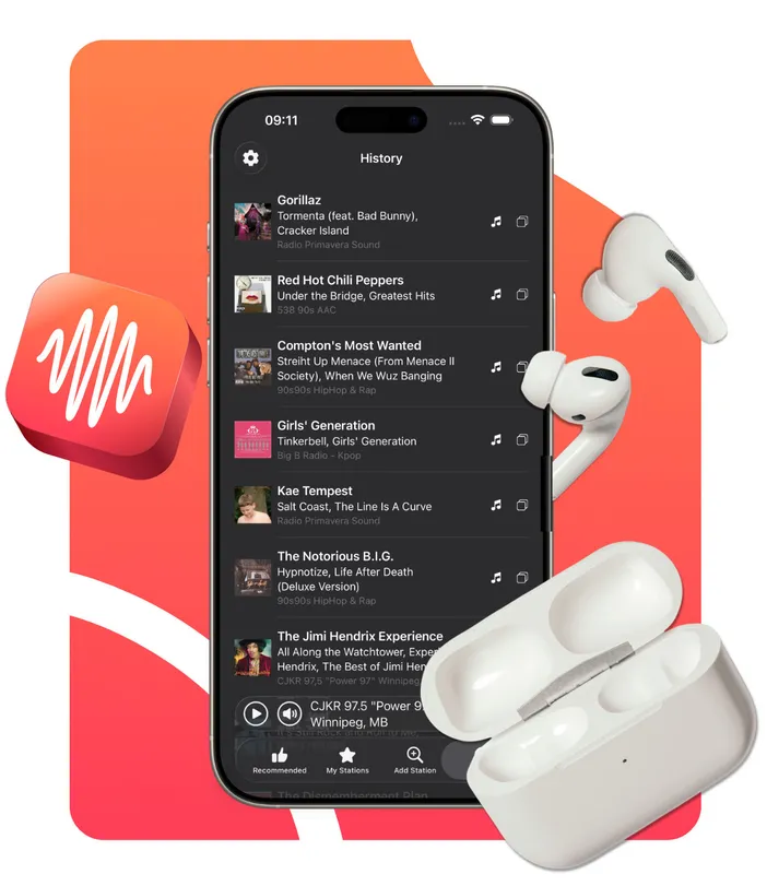 Eter listening history on iPhone with AirPods