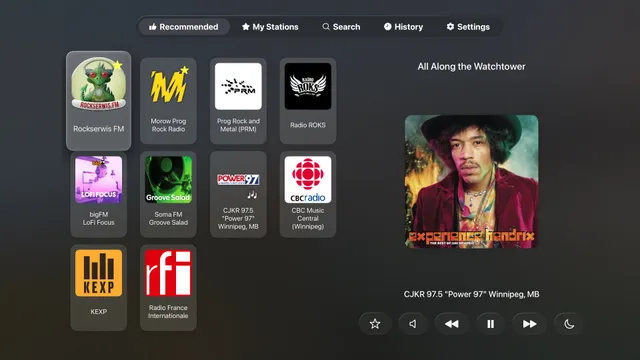 Recommended stations in Eter for Apple TV