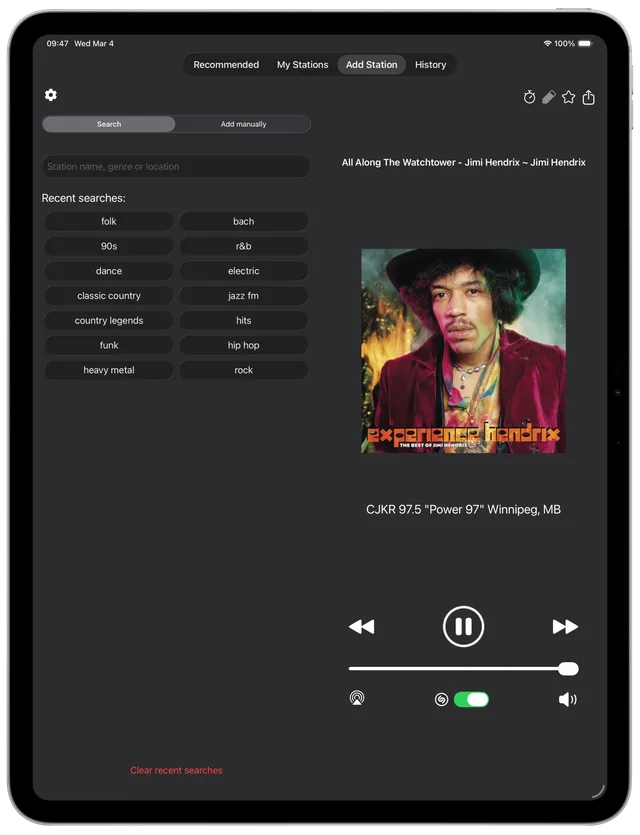 Station search in Eter for iPhone
