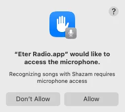 Microphone permission modal
